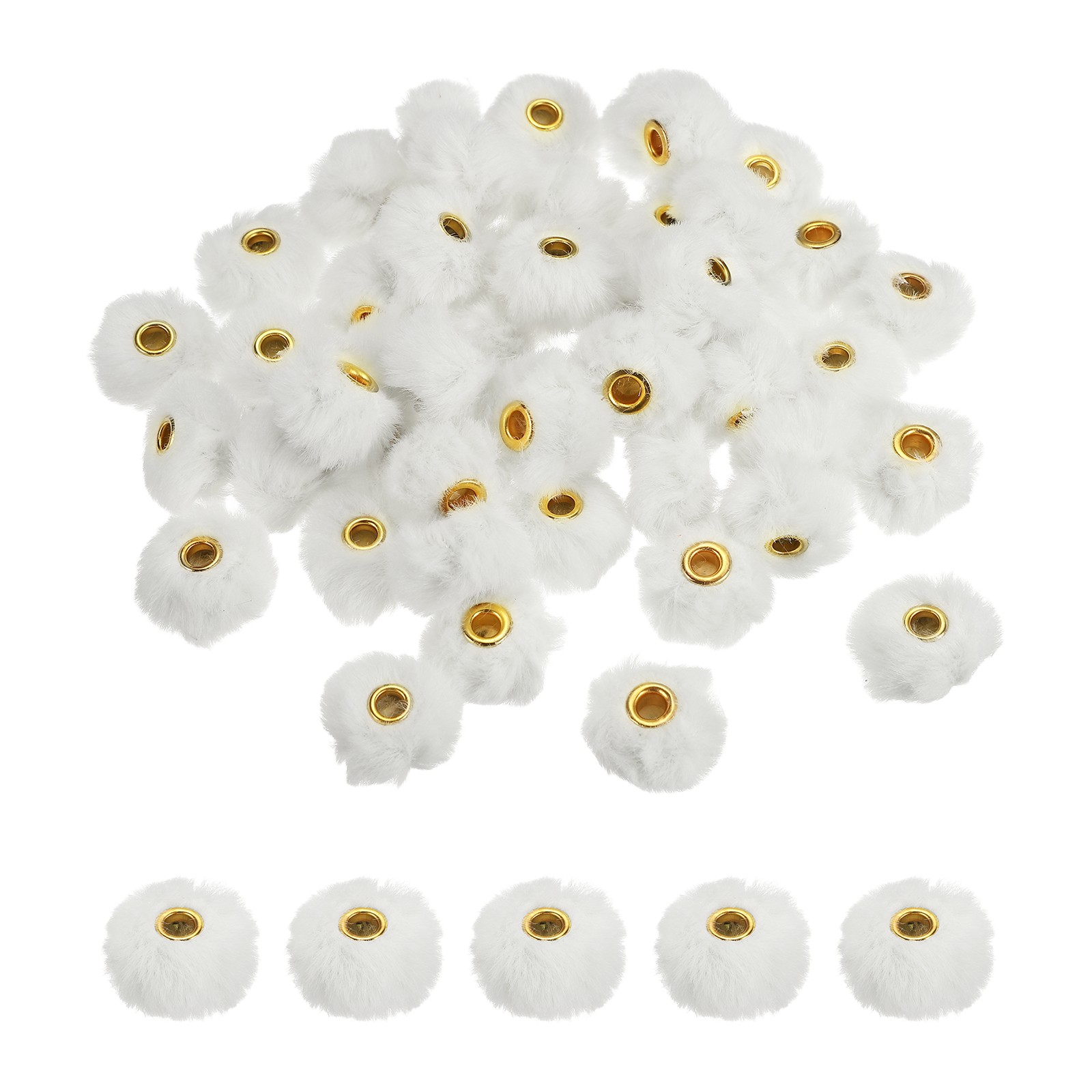 50Pcs Pom Pom Beads, Faux Fur Fuzzy Spacers Bead with 4mm Hole, White 50Pcs Pom Pom Beads, Faux Fur Fuzzy Spacers Bead with 4mm Hole, White