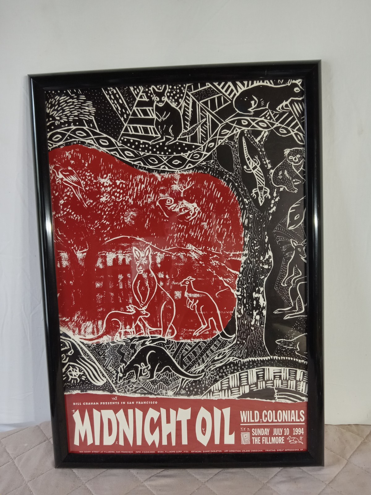 Vtg 1994 Midnight Oil Poster Fillmore San Francisco Bill Graham BGP 103 Framed Vtg 1994 Midnight Oil Poster Fillmore San Francisco Bill Graham BGP 103 Framed