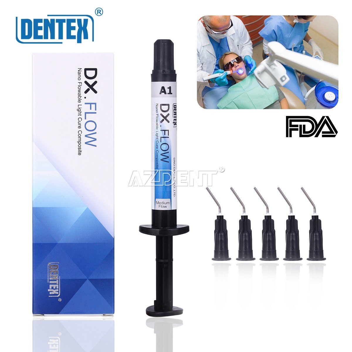 DX.FLOW Dental Flowable Light Cure Composite Resin Medium Flow DENTEX