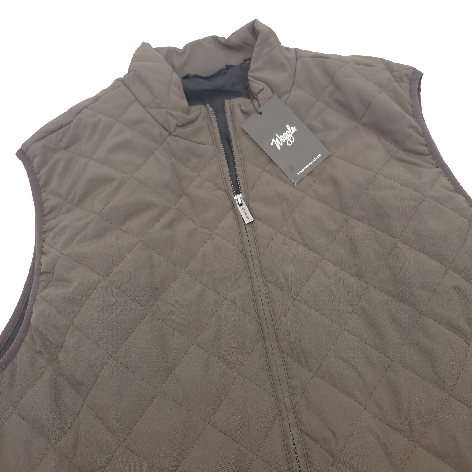 Waggle Men\'s Size 3XL Quilted Vest Iron Range Full Zip Brown Crosscut NWT $109