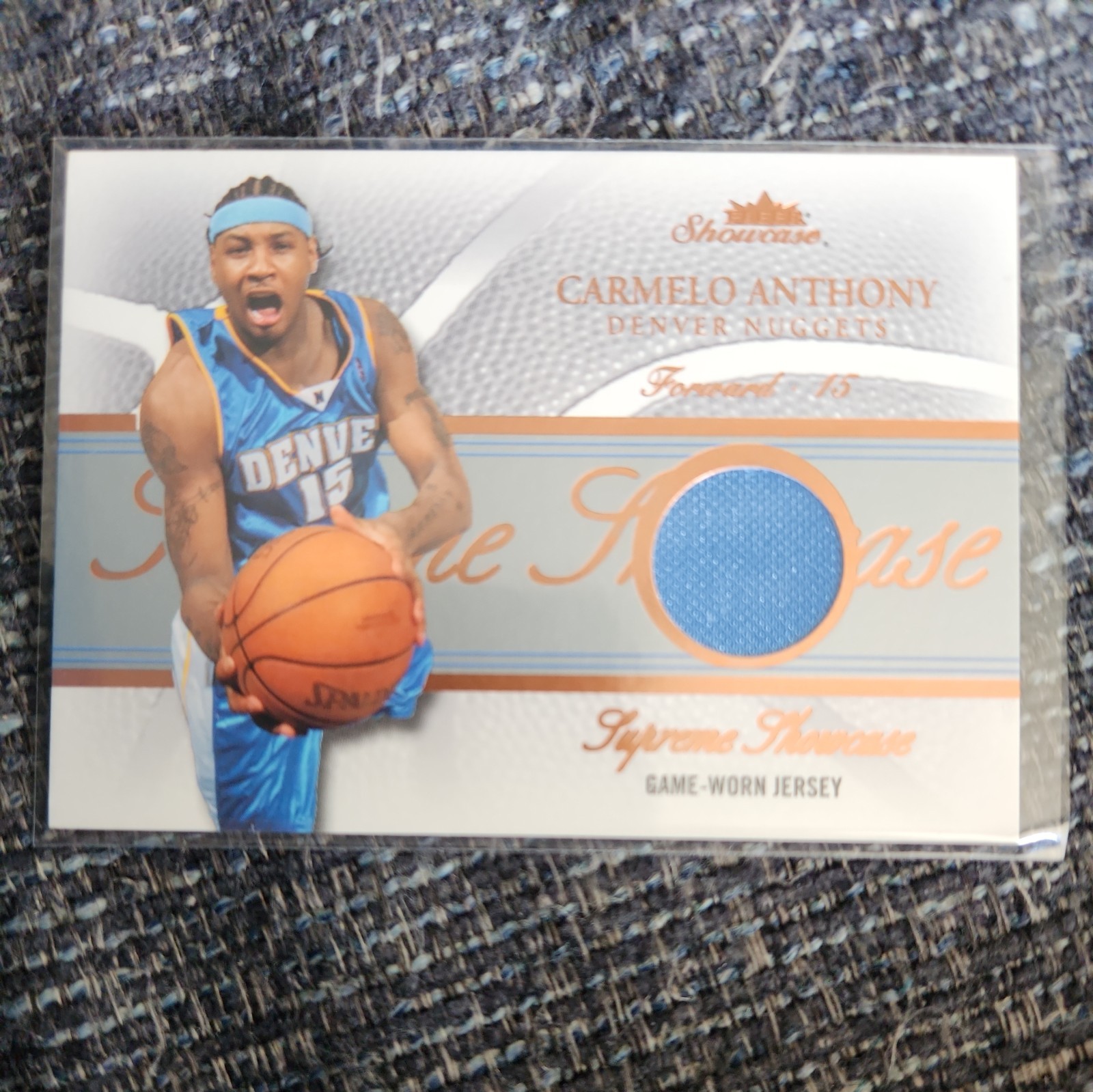 2004-05 Fleer Showcase Supreme Game Worn Jersey /300 Carmelo Anthony #SS-CA HOF 2004-05 Fleer Showcase Supreme Game Worn Jersey /300 Carmelo Anthony #SS-CA HOF