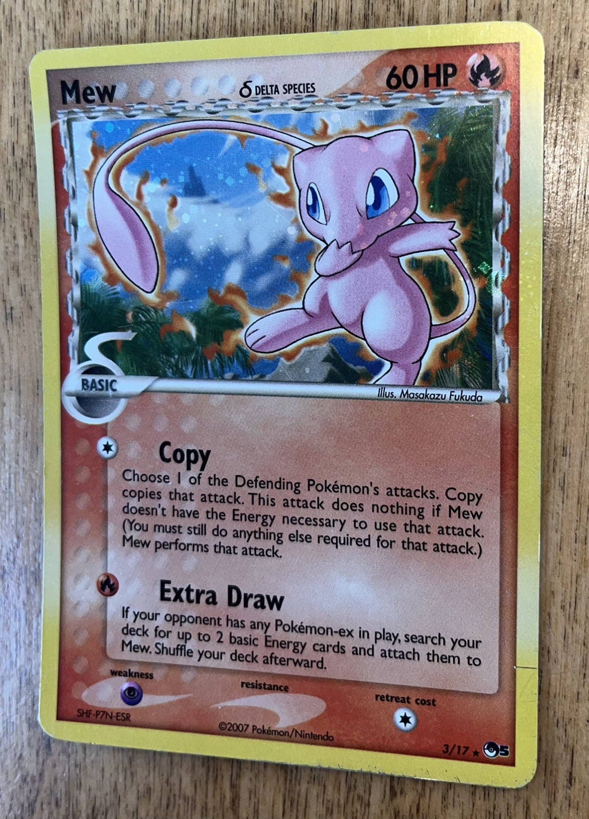 Mew (Delta Species) 003/017 POP Series 5 Holo has swirl 🌀 see photos 