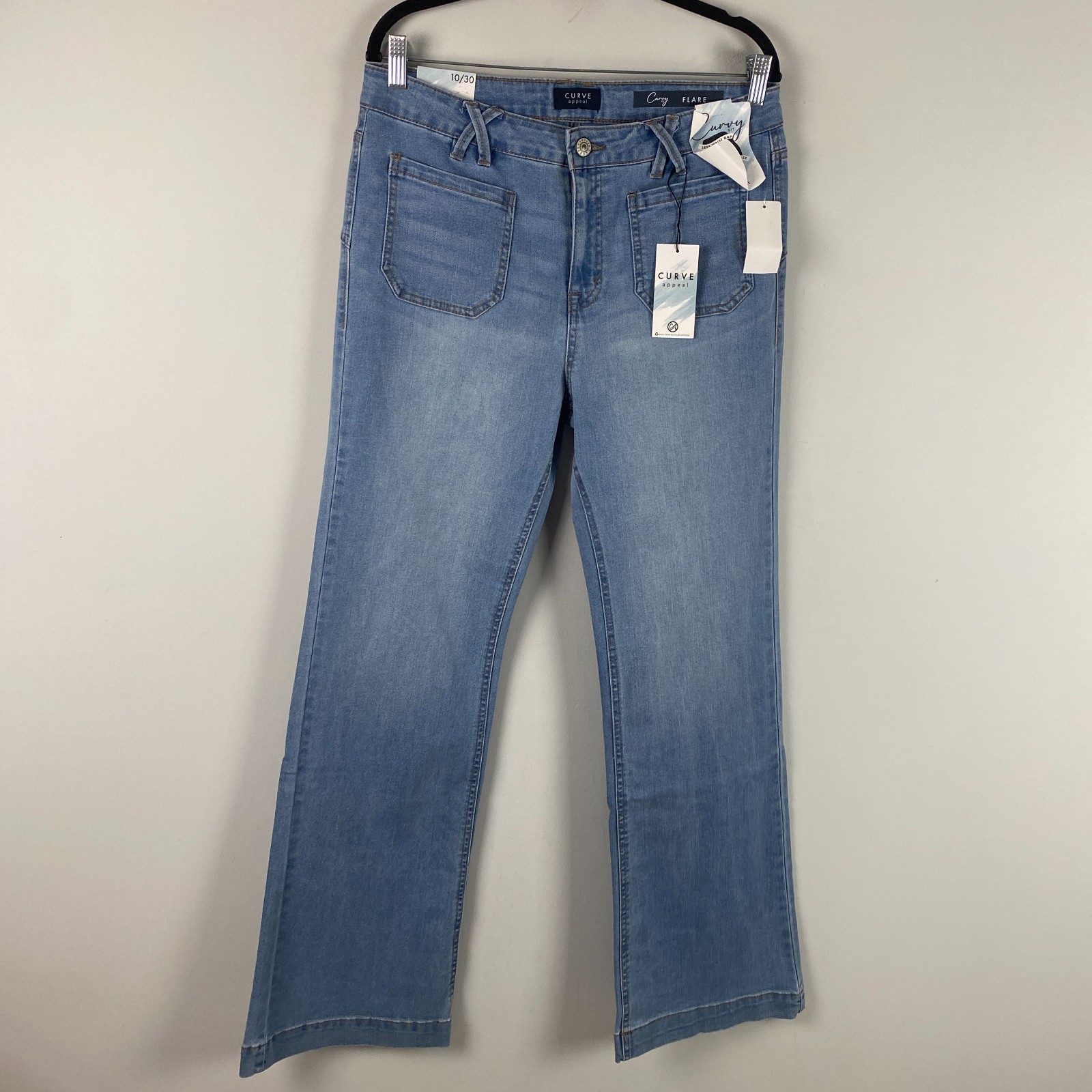 Curve Appeal Flare Leg Jeans Size 10/30 Curvy Fit Blue Medium Wash