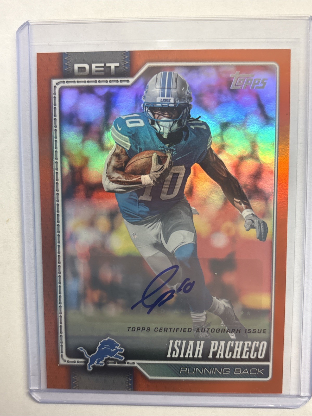 Topps 2026 Flagship Isiah Pacheco Lions #103 Orange Parallel Auto 04/25 Topps 2026 Flagship Isiah Pacheco Lions #103 Orange Parallel Auto 04/25