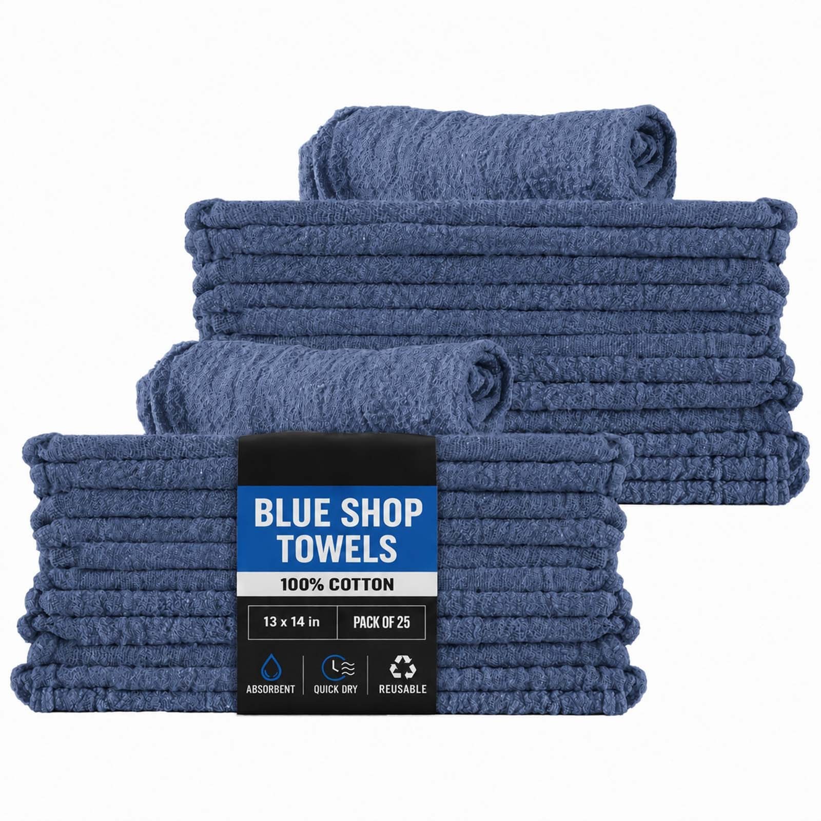 Industrial  Shop Towels - Bulk Blue Cleaning Rags For Cleaning Auto, Garage