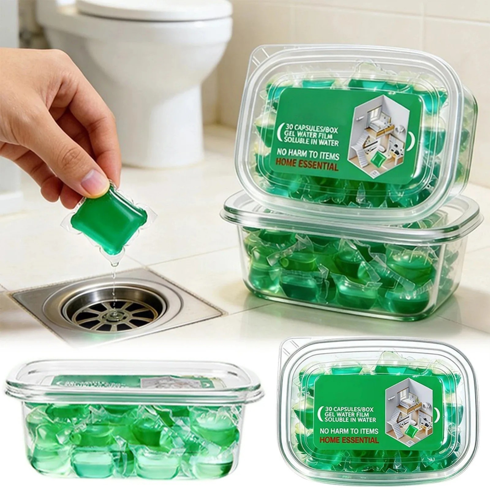 Drain Odor Eliminator Pods, Bio-Enzyme Sewer Pipes Capsules,30pcs