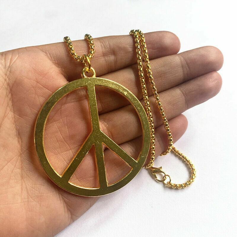 large PEACE SIGN HIPPIE SYMBOL pendant Italian ROPE 24\ large PEACE SIGN HIPPIE SYMBOL pendant Italian ROPE 24\