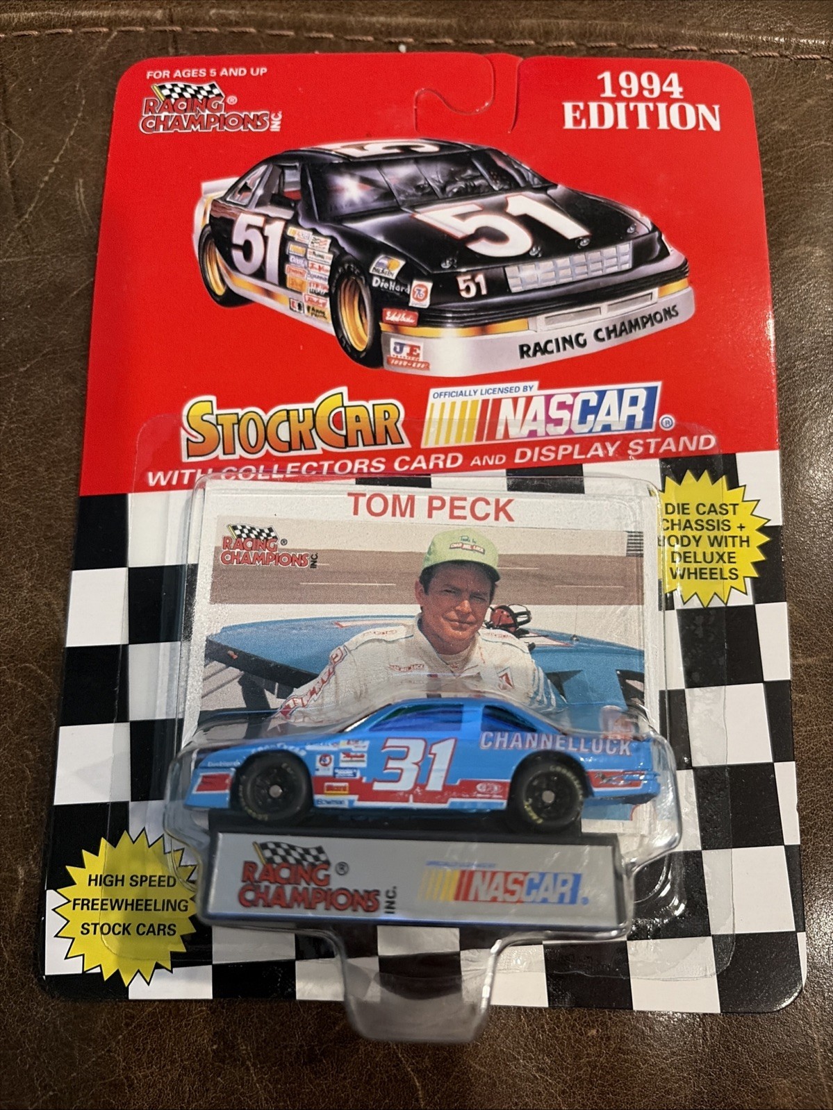 Racing Champions NASCAR Tom Peck #31 Chevy 1994 1:64 w/Stand Card