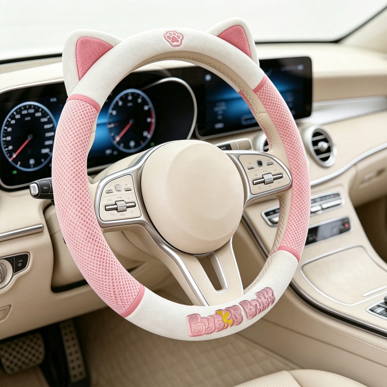 Universal Car Steering Wheel Cover 15 Inch For Women Cute Soft Grip Non Slip
