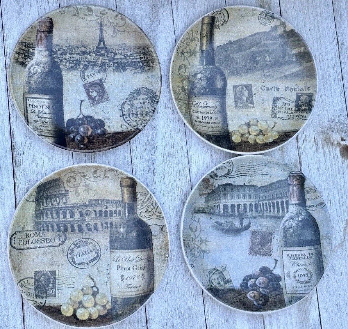 Certified International Wine Dessert Plates Set of 4 Veronique Charron