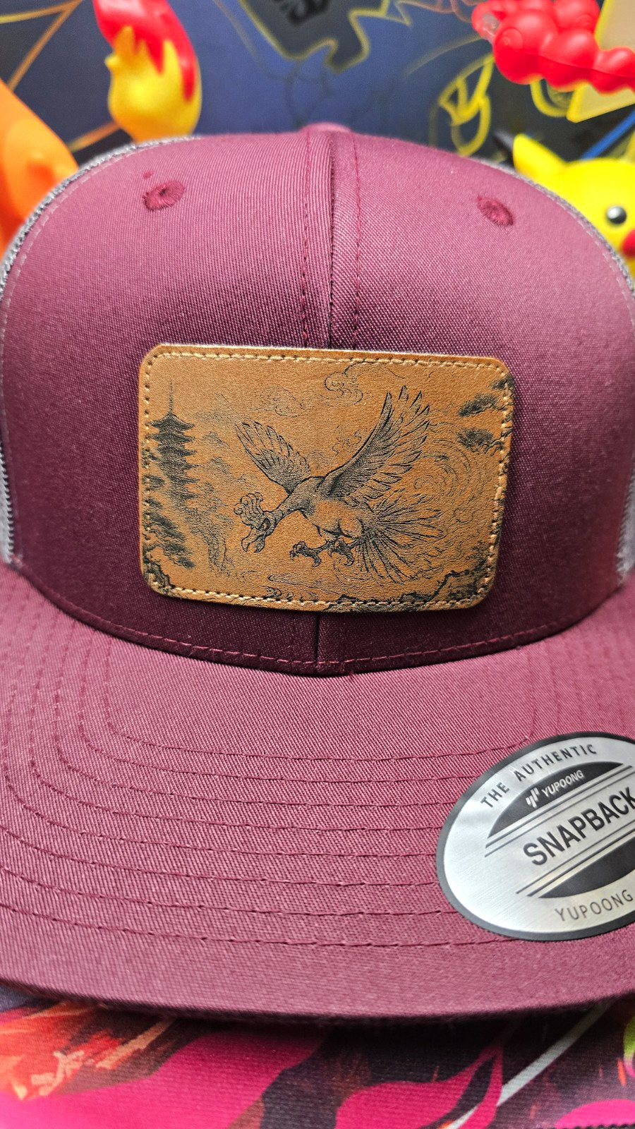Guardian of the Skies Ho-Oh One Size Trucker Hat Maroon/Grey Unisex Guardian of the Skies Ho-Oh One Size Trucker Hat Maroon/Grey Unisex