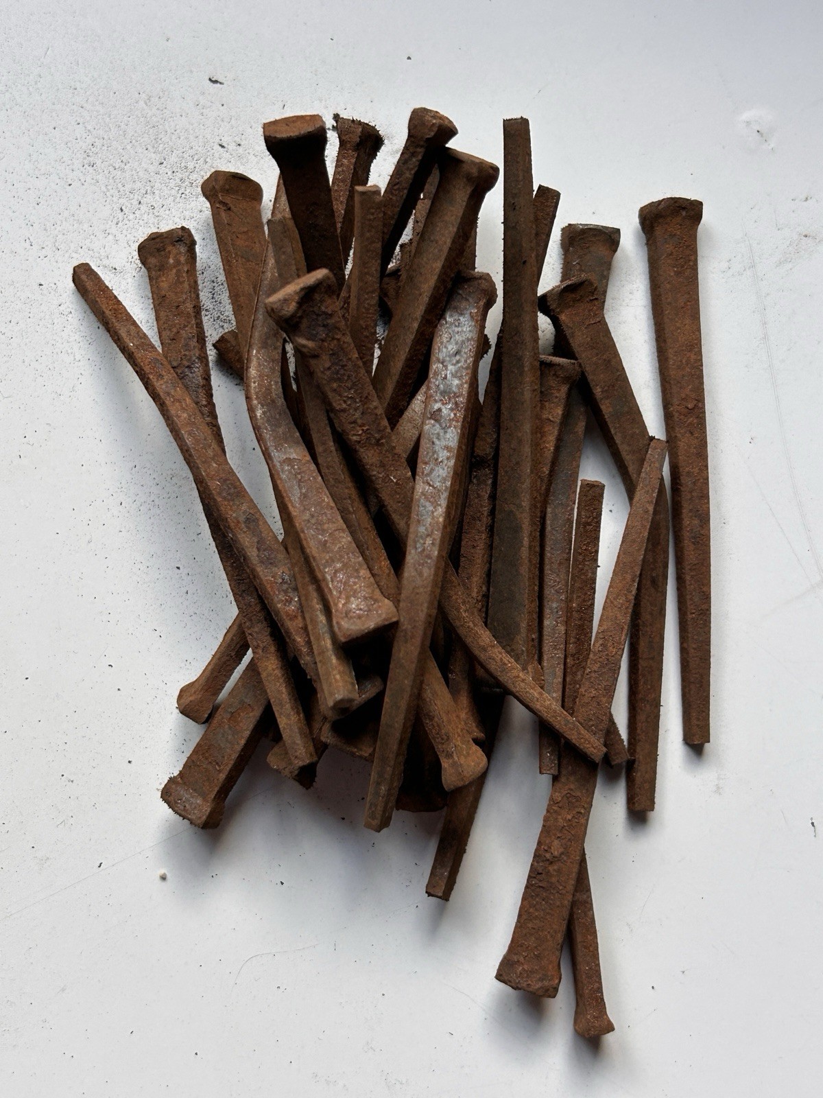 Antique Square Cut Coffin Nails, Rusted, 30 pieces