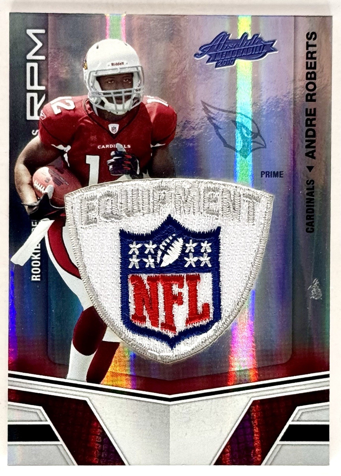 2010 Absolute Memorabilia Andre Roberts RPM Game Worn NFL Shield 4/5 Cardinals