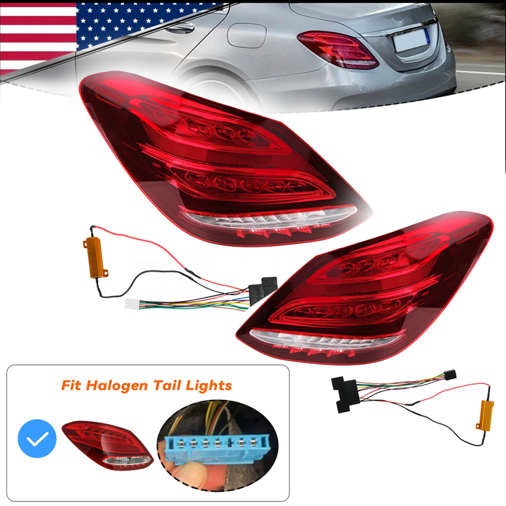 L+R 2PCS Tail Lamp LED Lights for Mercedes Benz C Class W205 Hologen Upgrade LED