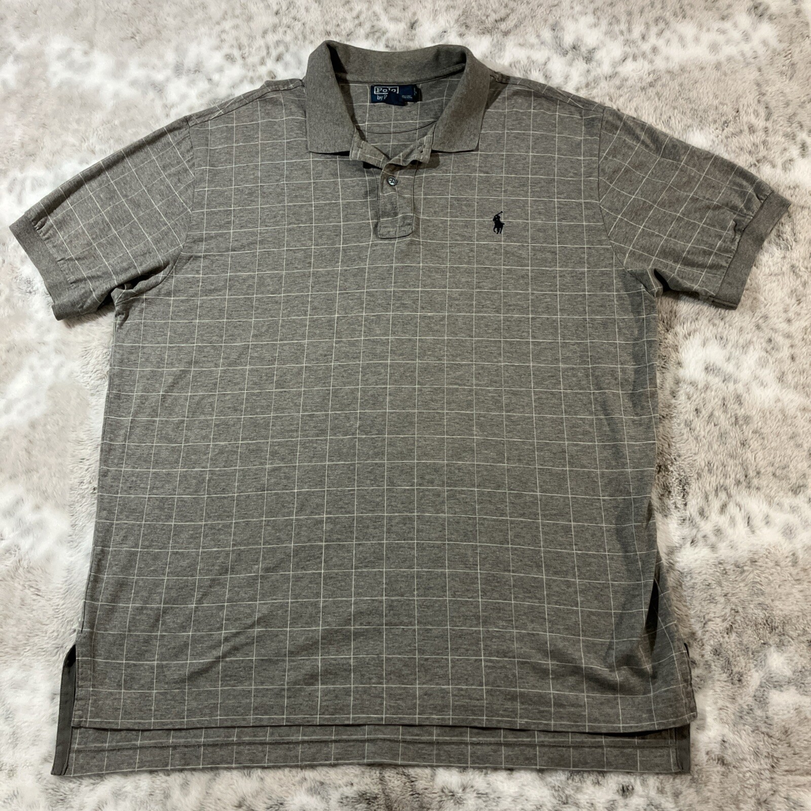 Ralph Lauren Vtg 90\'s Polo Rugby Shirt Mens XL PRL Quilted Geometric Checkered