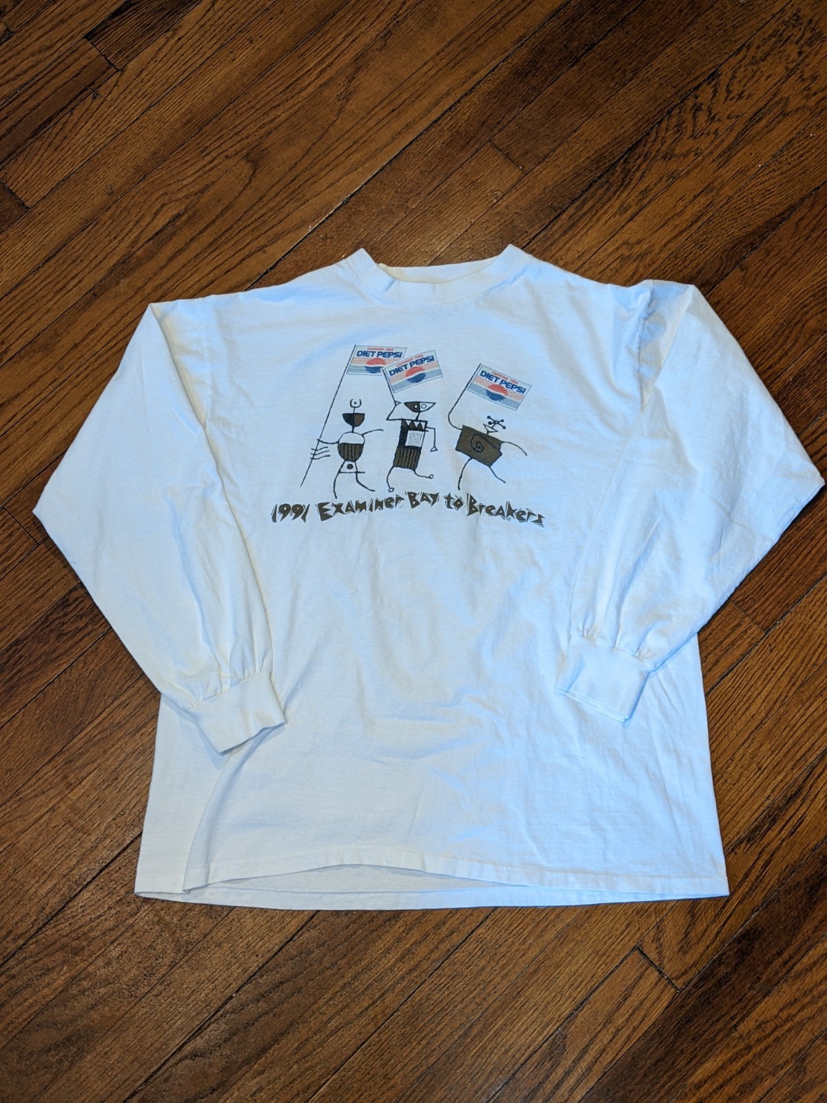Vintage 1991 Pepsi Examiner Bay to Breakers Long Sleeve Shirt