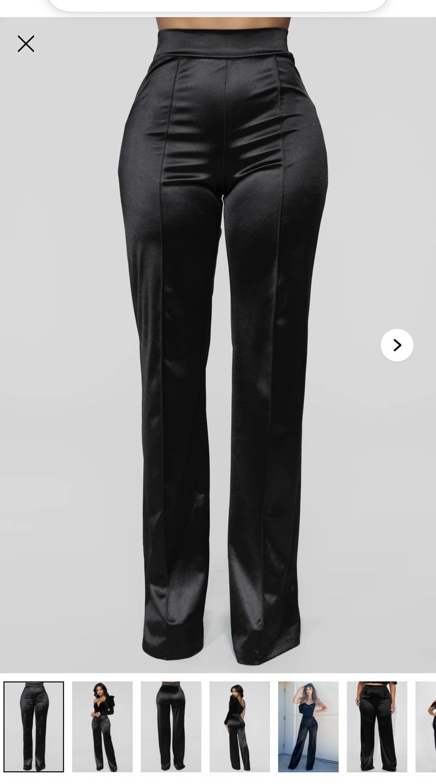 Fashion Nova Women’s Black Satin /High-Rise Wide-Leg/Zip Pants/Size XS/excellent Fashion Nova Women’s Black Satin /High-Rise Wide-Leg/Zip Pants/Size XS/excellent
