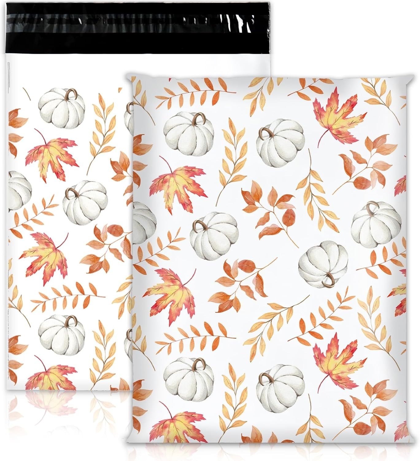 100Pcs Fall Poly Mailers 10 X 13 Inch Watercolor Pumpkin Pattern Envelope Mailer