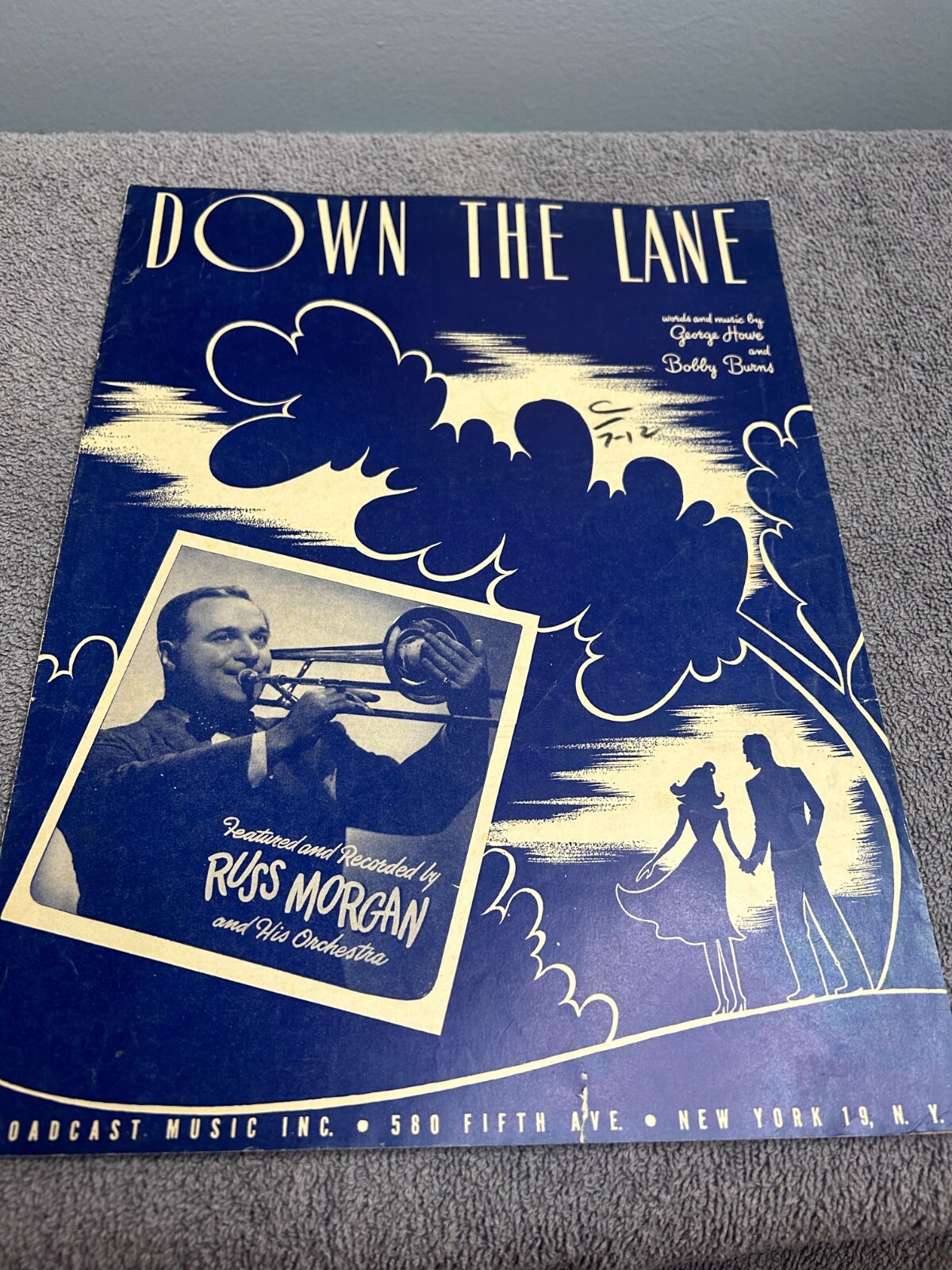 1950 DOWN THE LANE Sheet Music RUSS MORGAN Cover Howe Burns Broadcast Music SM1 1950 DOWN THE LANE Sheet Music RUSS MORGAN Cover Howe Burns Broadcast Music SM1