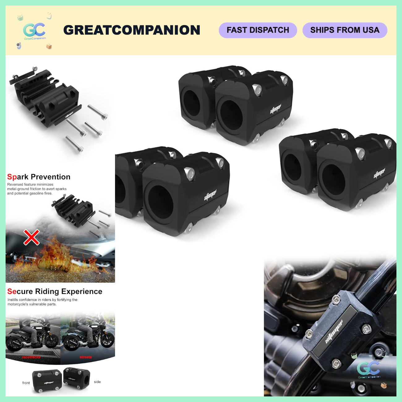 3 Pair Engine Guard Bumper Crash Bar Protectors 22mm/25mm/28mm - Heavy Duty Safe 3 Pair Engine Guard Bumper Crash Bar Protectors 22mm/25mm/28mm - Heavy Duty Safe