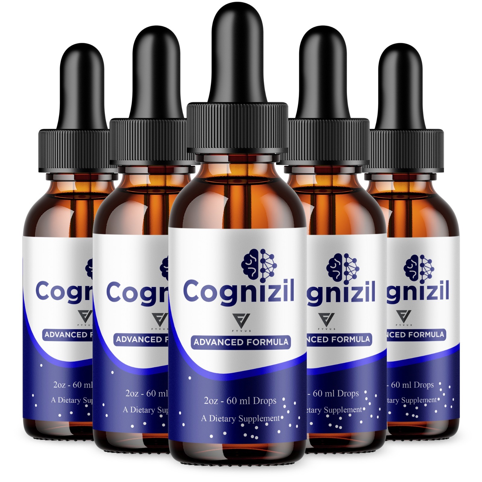 (5 Pack) Cognizil Brain Health Drops, Cognizyl Advanced Formula (10oz)