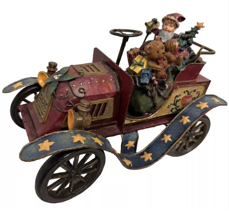 VTG RARE 90s Kirklands Red LG Metal Christmas Car Decor Jalopy Truck Decoration