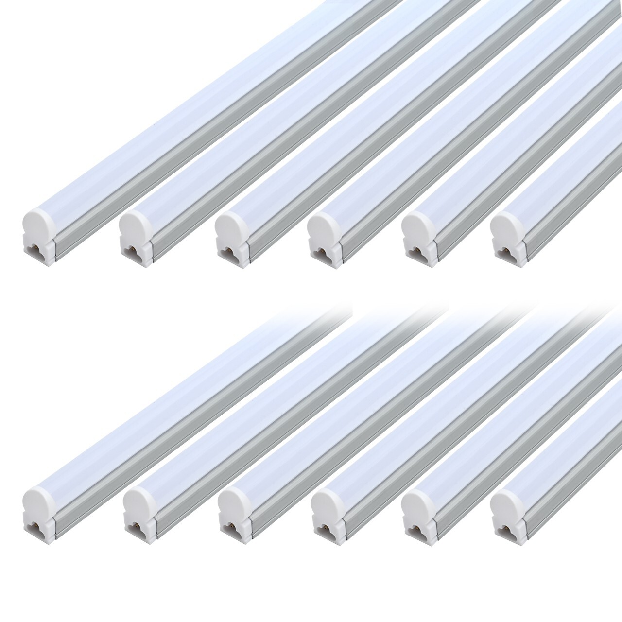 12 Pack LED T5 Integrated Single Fixture 4FT 20W LED Shop Ceiling Under Lights