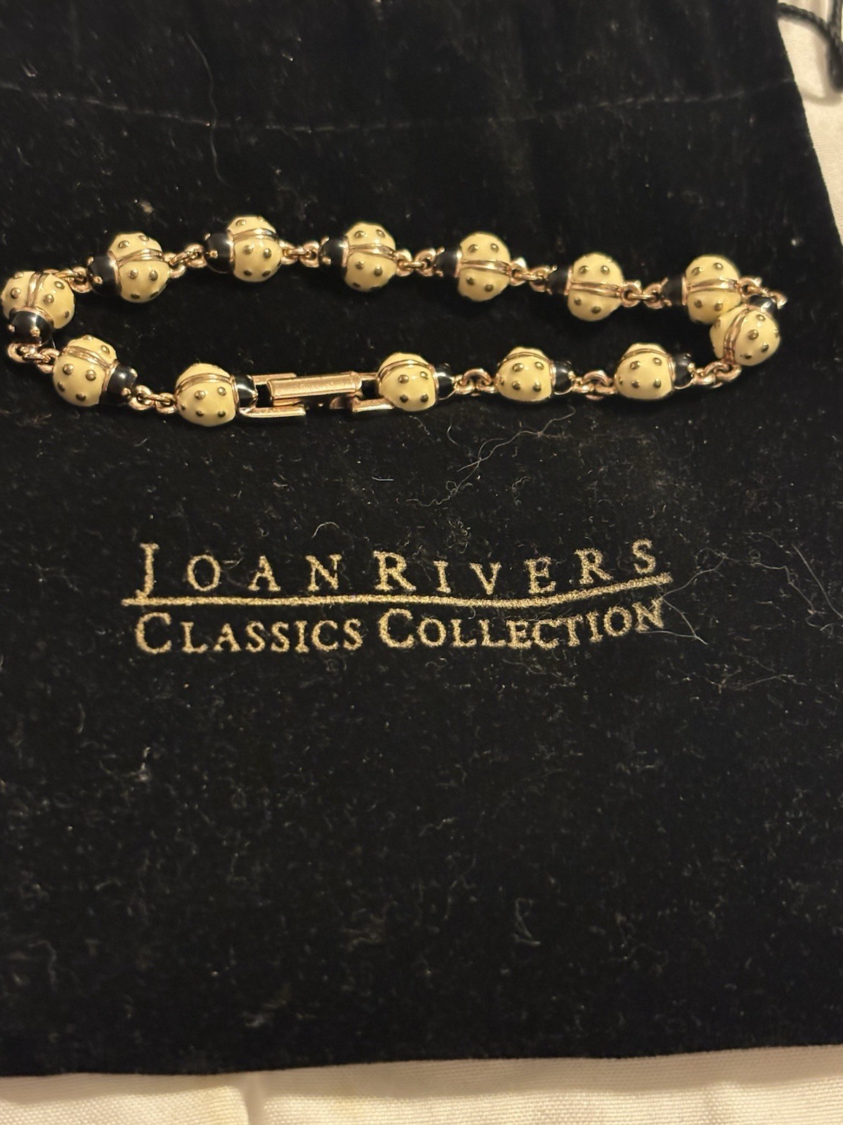 Vintage Joan Rivers Classics Collection Enamel Ladybug Link Bracelet 7\