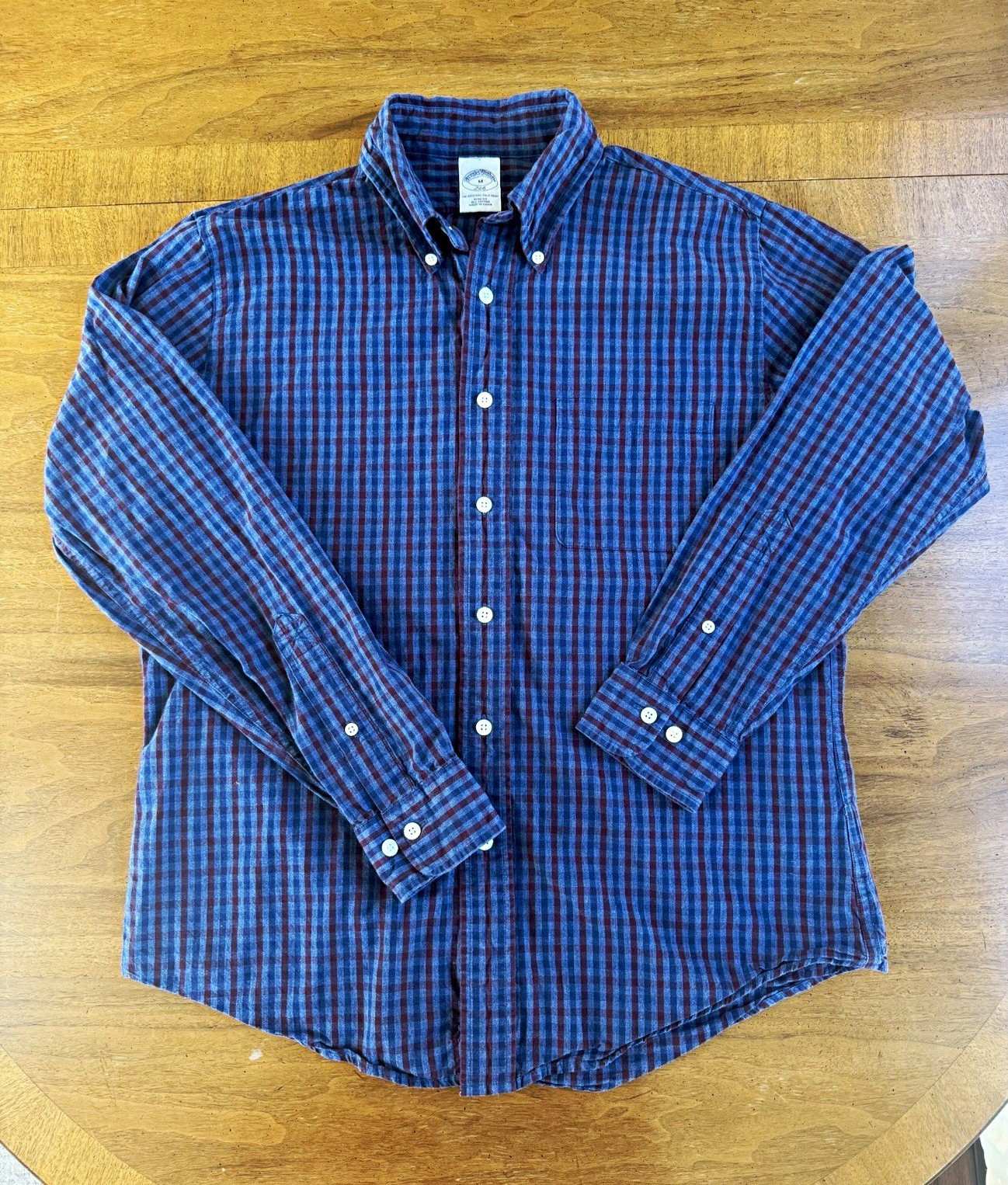 Brooks Brothers 346 Slim Fit Plaid Woven Cotton Button-Down Shirt Blue/Red M Brooks Brothers 346 Slim Fit Plaid Woven Cotton Button-Down Shirt Blue/Red M