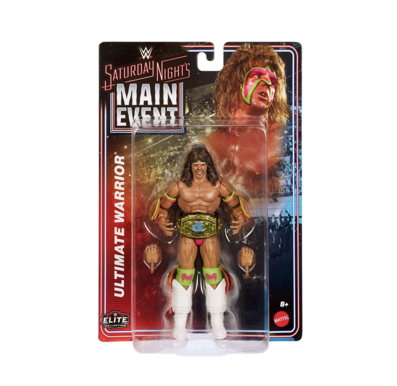 WWE Elite Saturday Night\'s Main Event Ultimate Warrior Figure w/ Belt Hands WWE Elite Saturday Night\'s Main Event Ultimate Warrior Figure w/ Belt Hands