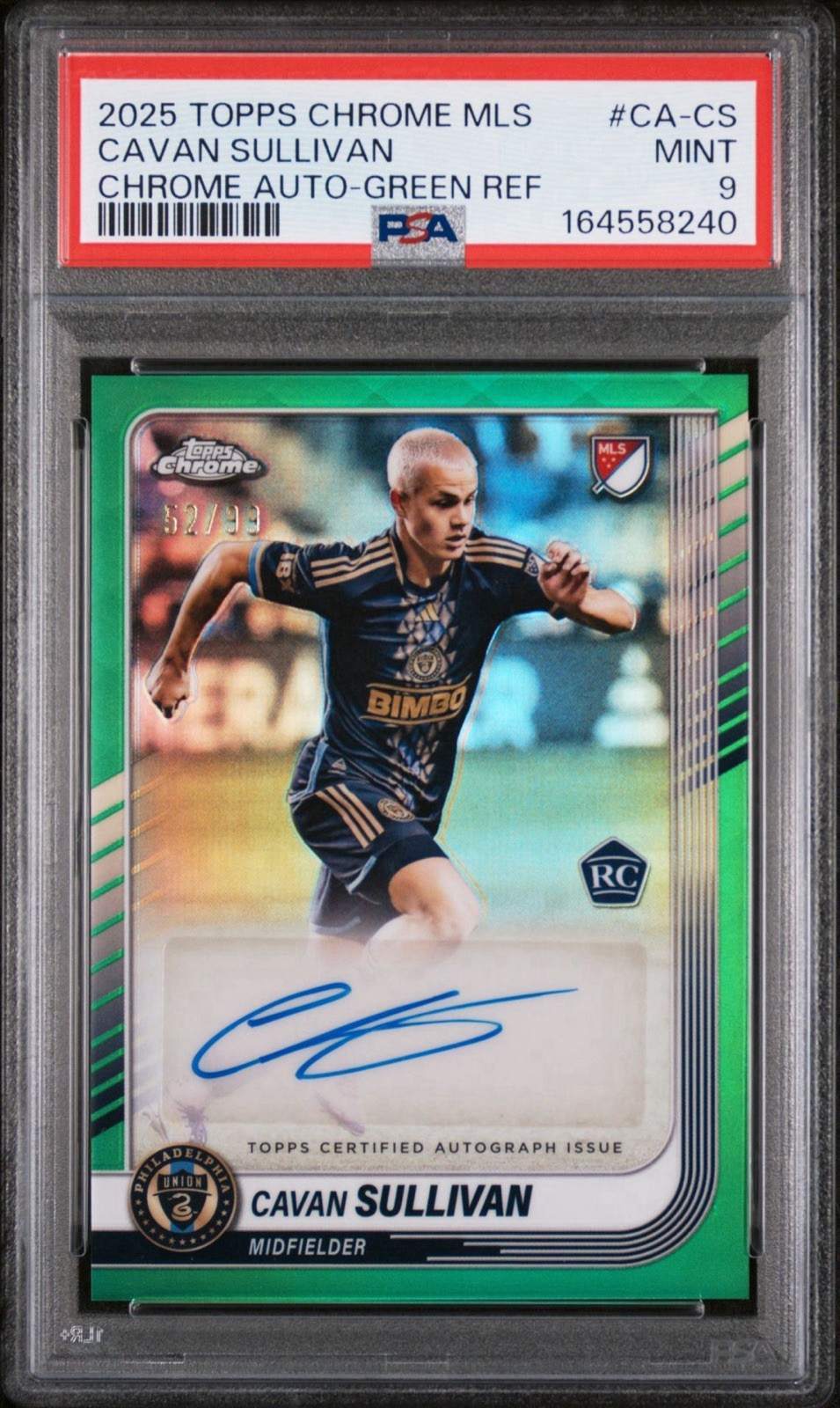 2025 Chrome MLS Autographs Cavan Sullivan Green Refractor /99 PSA 9 POP 3 🔥 2025 Chrome MLS Autographs Cavan Sullivan Green Refractor /99 PSA 9 POP 3 🔥