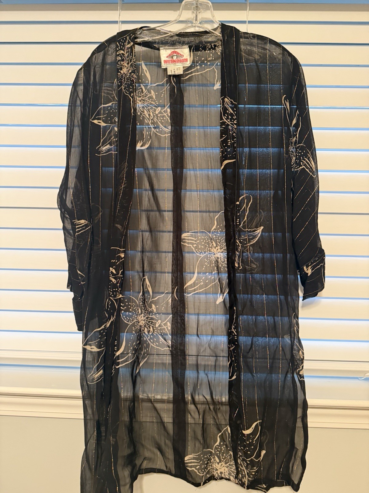 RARE vintage Mushroom By Perlei chiffon Kimono Size US 12/L RARE vintage Mushroom By Perlei chiffon Kimono Size US 12/L