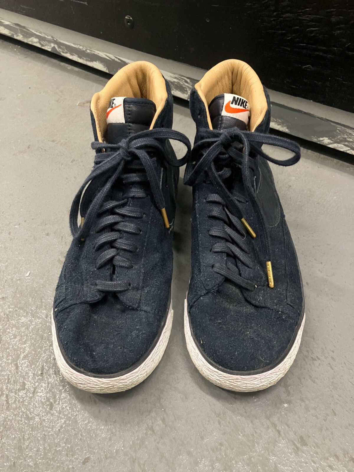 Nike Men\'s 10.5 Dark Obsidian Blue Suede Leather FW 2014 Blazer High SP Sneakers