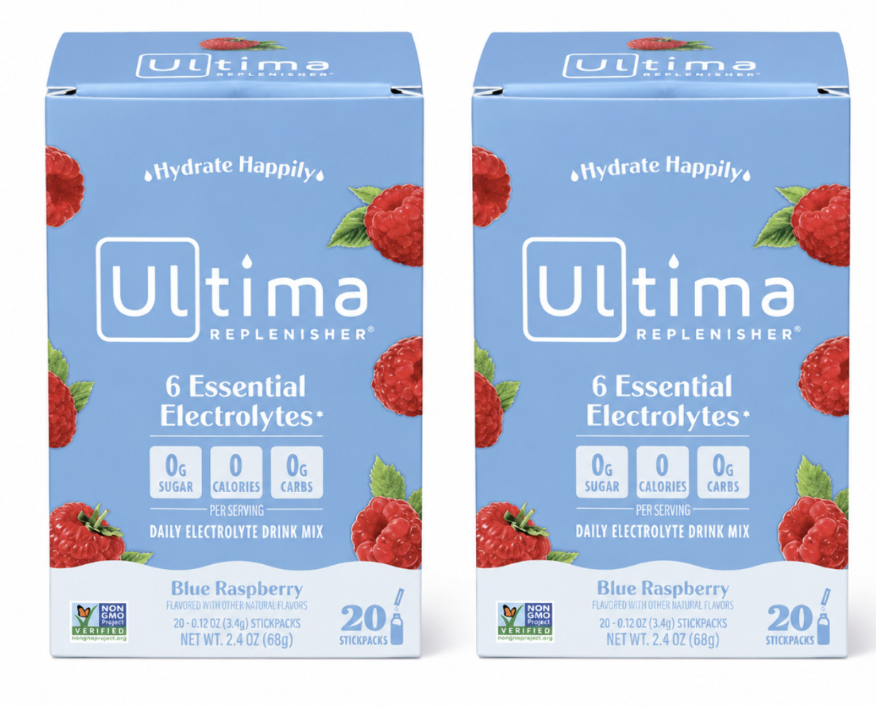 2x 9/26 READ Ultima Replenisher Electrolyte Hydration Drink Mix, Blue Raspberry,