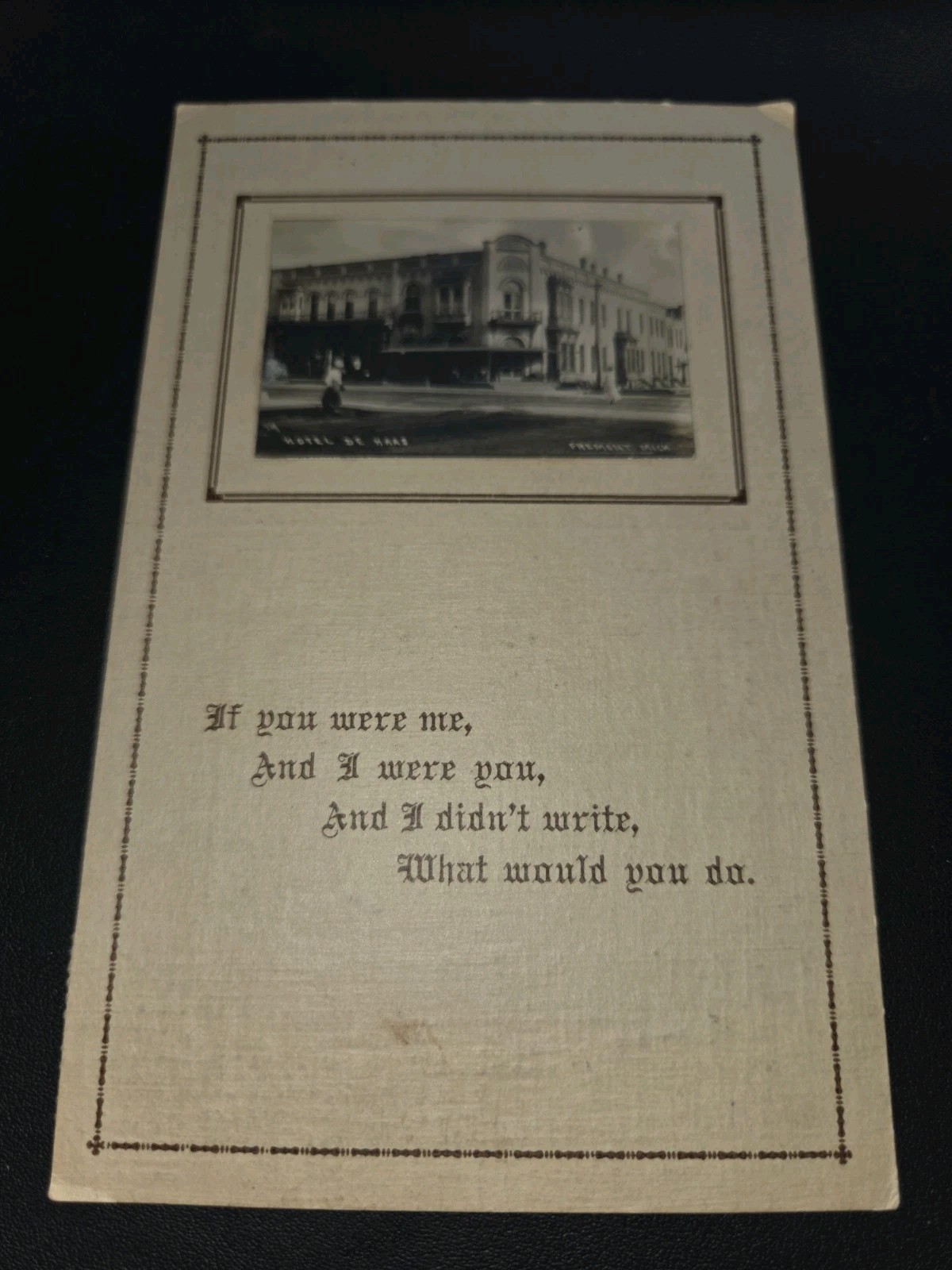 1912 Hotel De Haas Fremont Michigan RPPC Real Photo Postcard