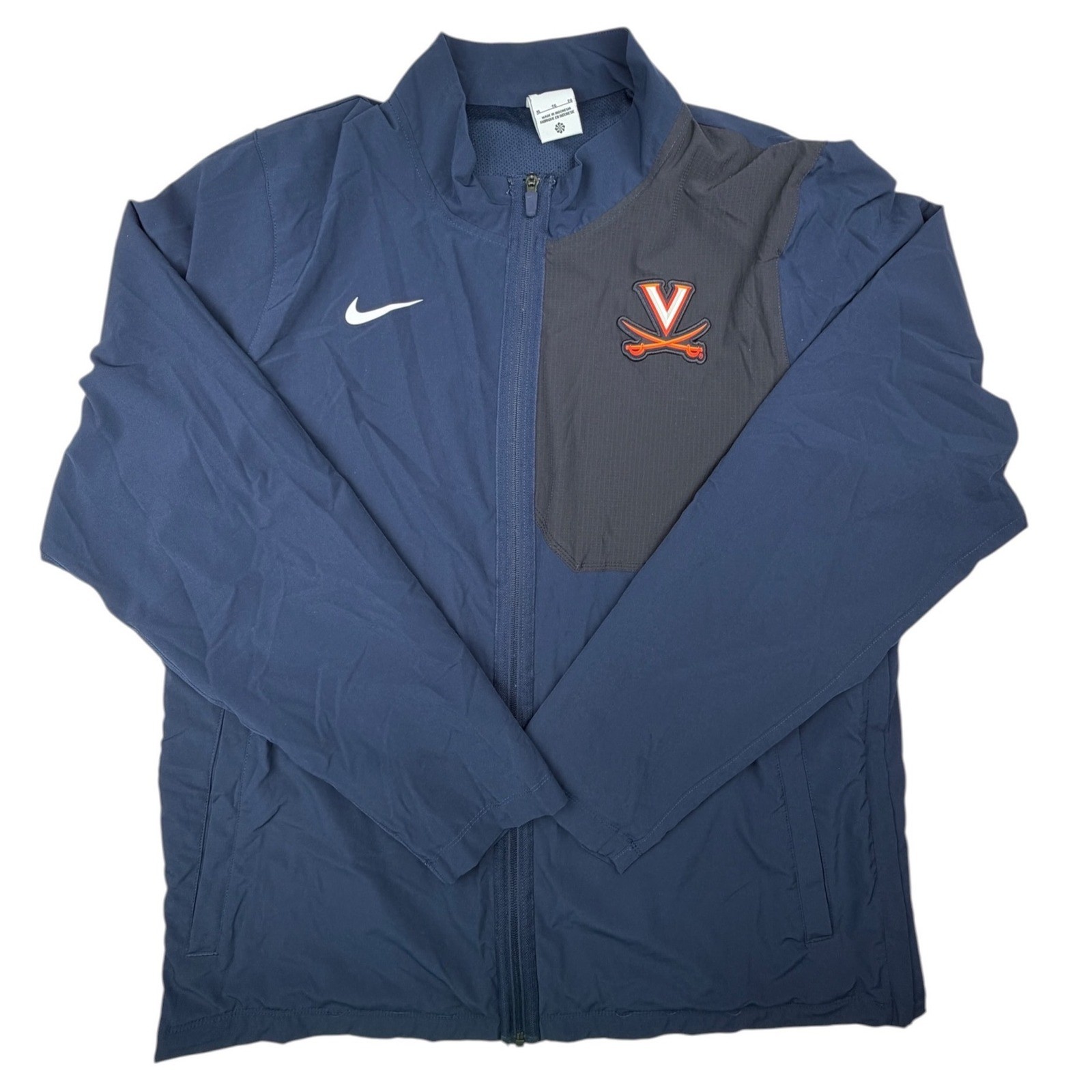 Nike Virginia Cavaliers Men\'s XL Full Zip Woven Jacket Navy UVA NCAA Side Vents