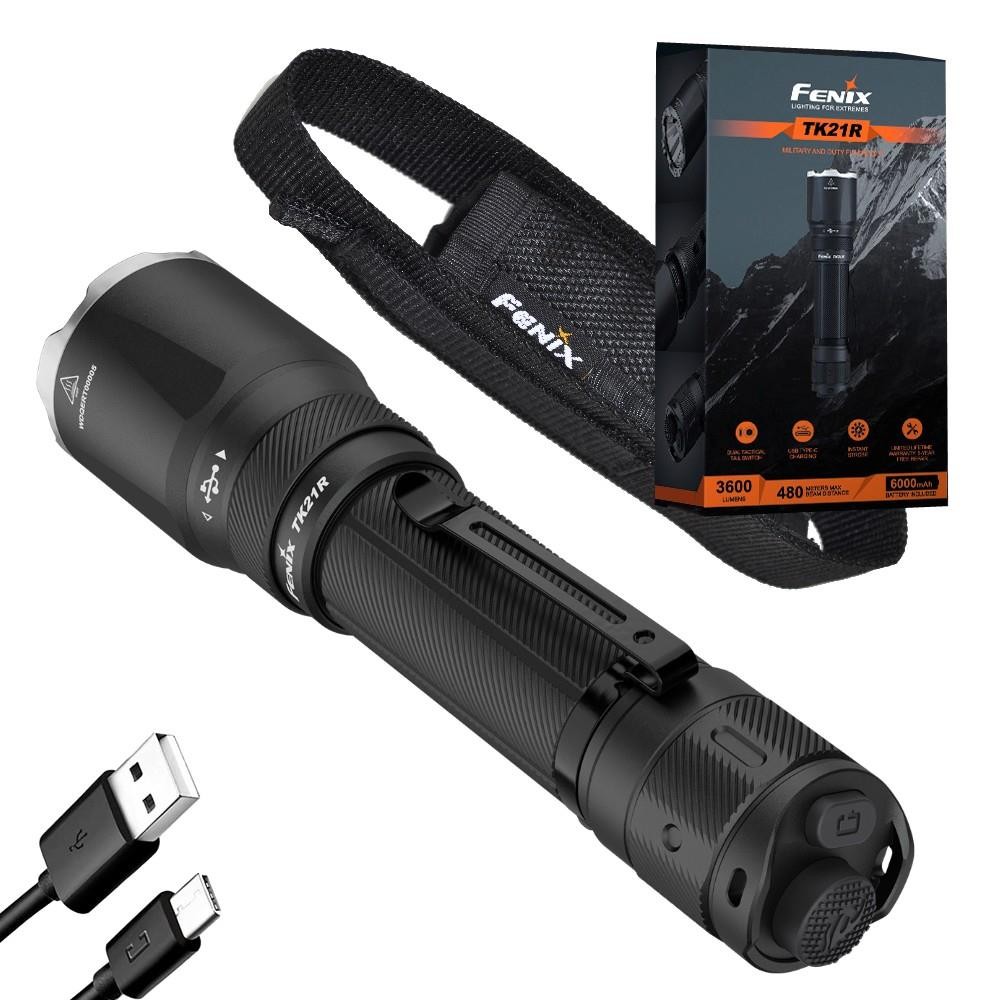 Fenix TK21R 3600 Lumen rechargeable LED tactical duty flashlight w/battery