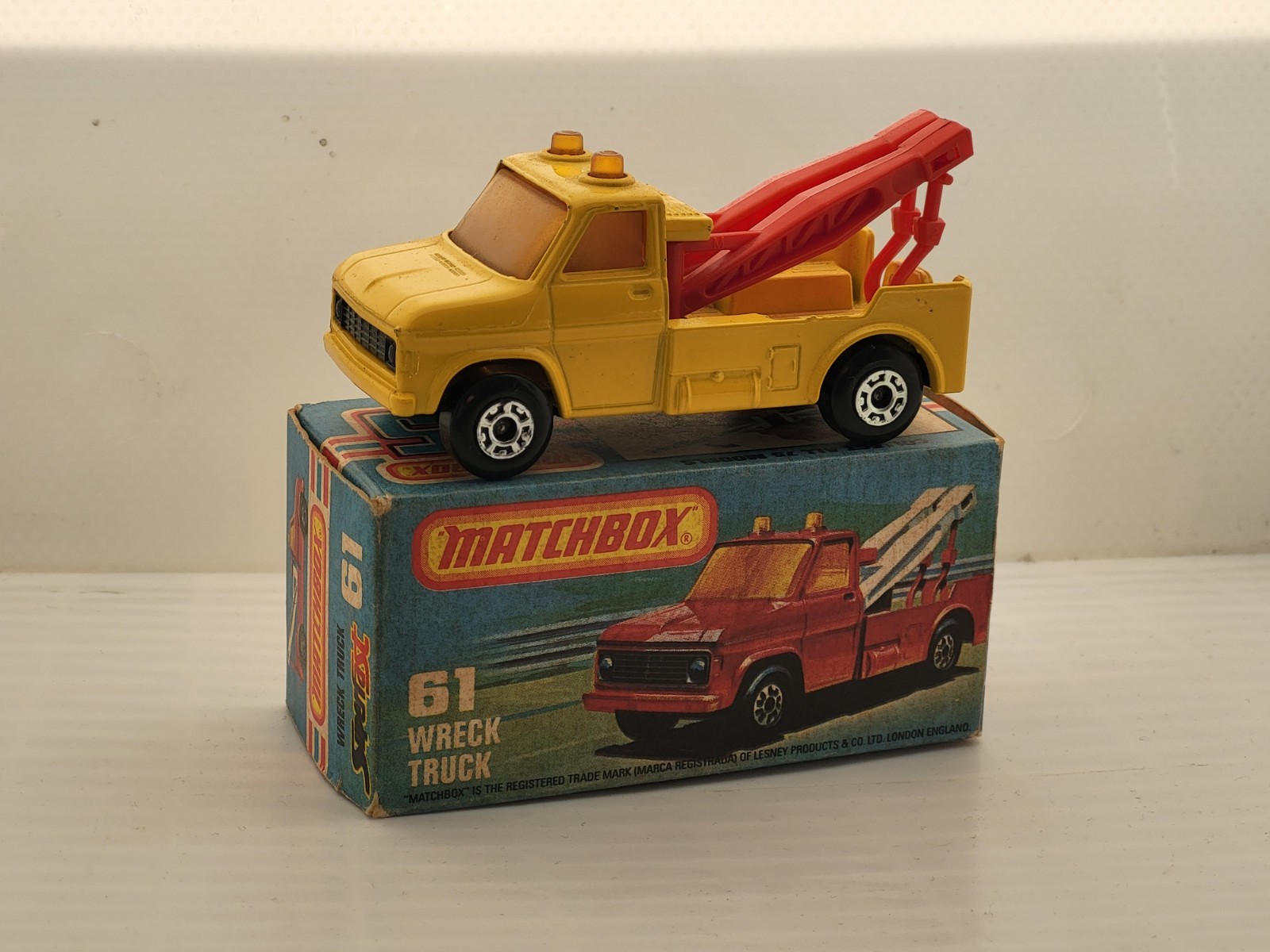 Matchbox 75 Superfast No. 61 Wreck Truck Boxed Yellow 1978 Lesney England Matchbox 75 Superfast No. 61 Wreck Truck Boxed Yellow 1978 Lesney England