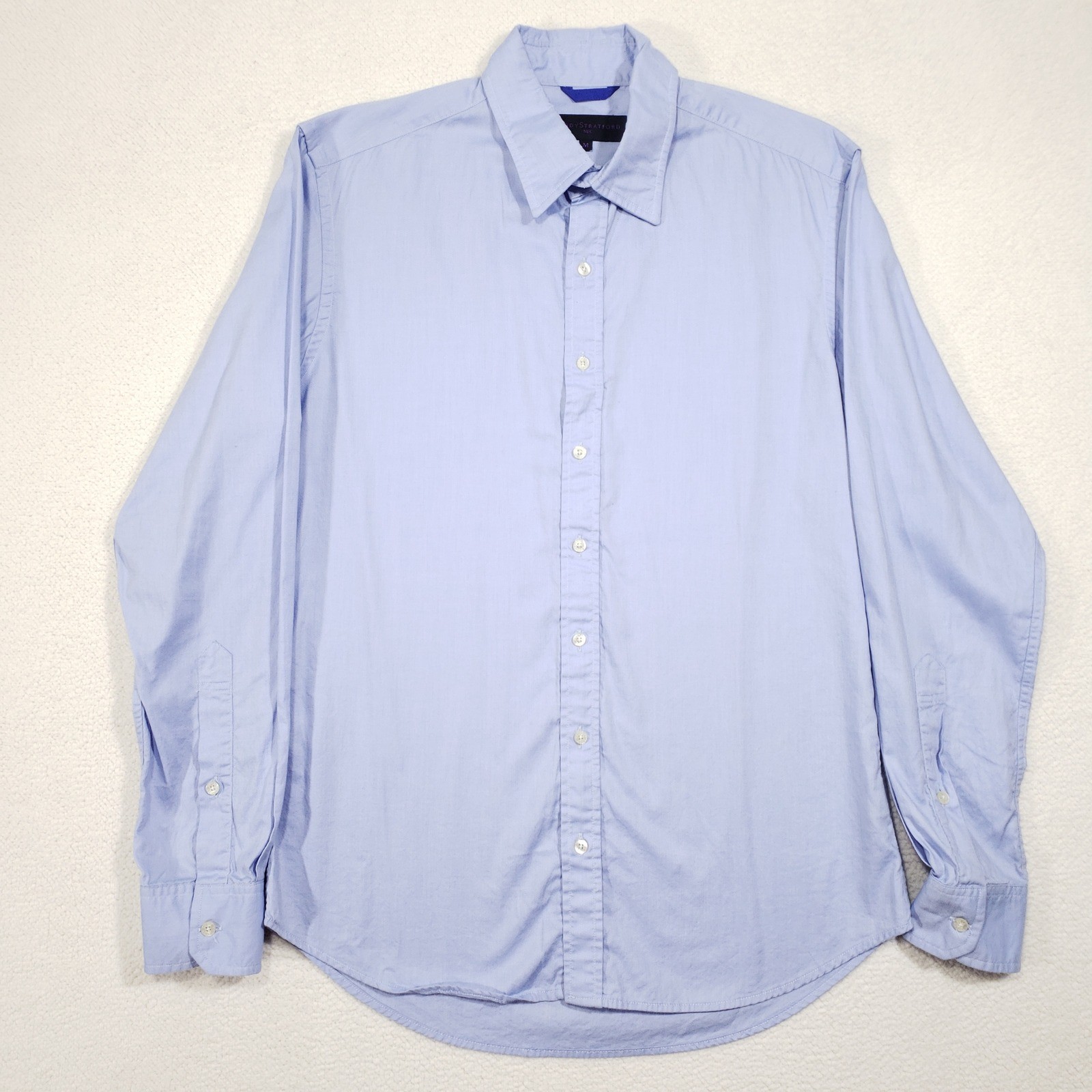 Teddy Stratford Button Up Shirt Mens Medium Light Blue Hidden Zipper USA Made