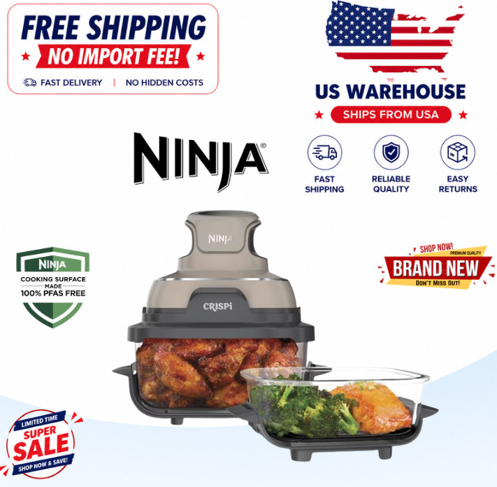 BIG DEAL Authentic Ninja Crispi 4-in-1 Glass Air Fryer FN101ST NO IMPORT FEE