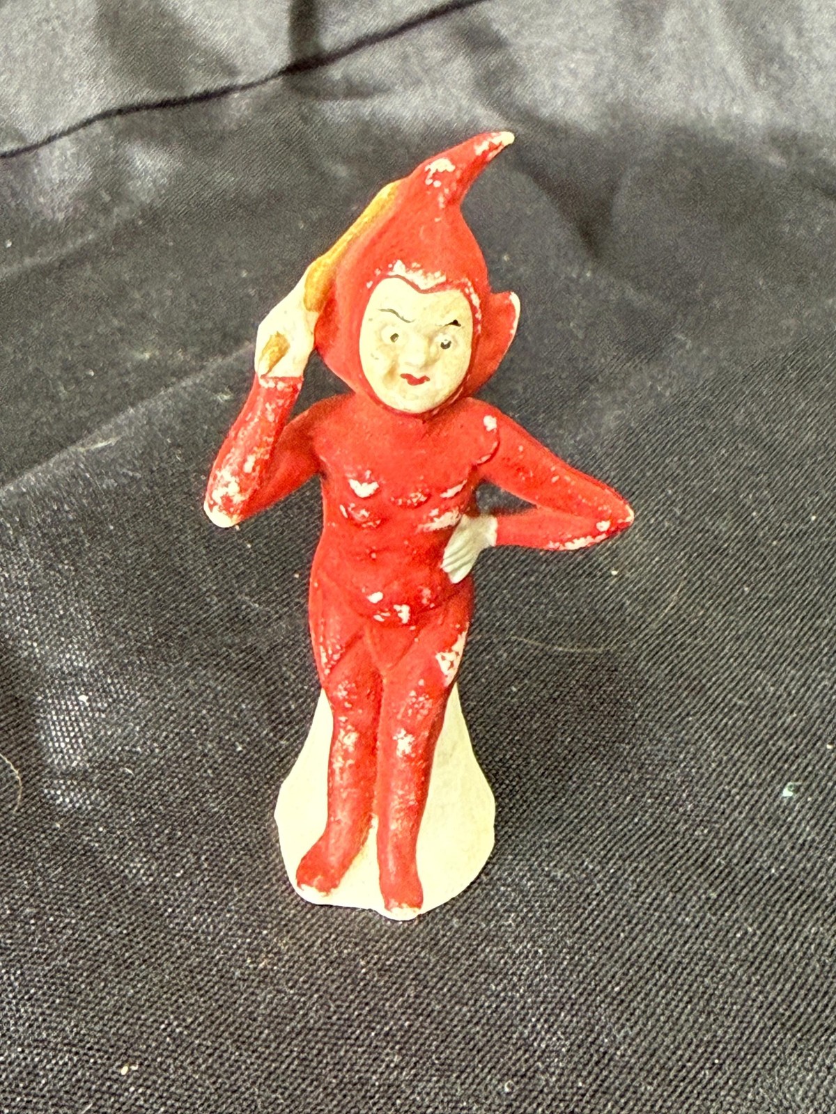 Vintage 1950s Kreiss Japan Little Red Devil Figurine - Ceramic Pixie