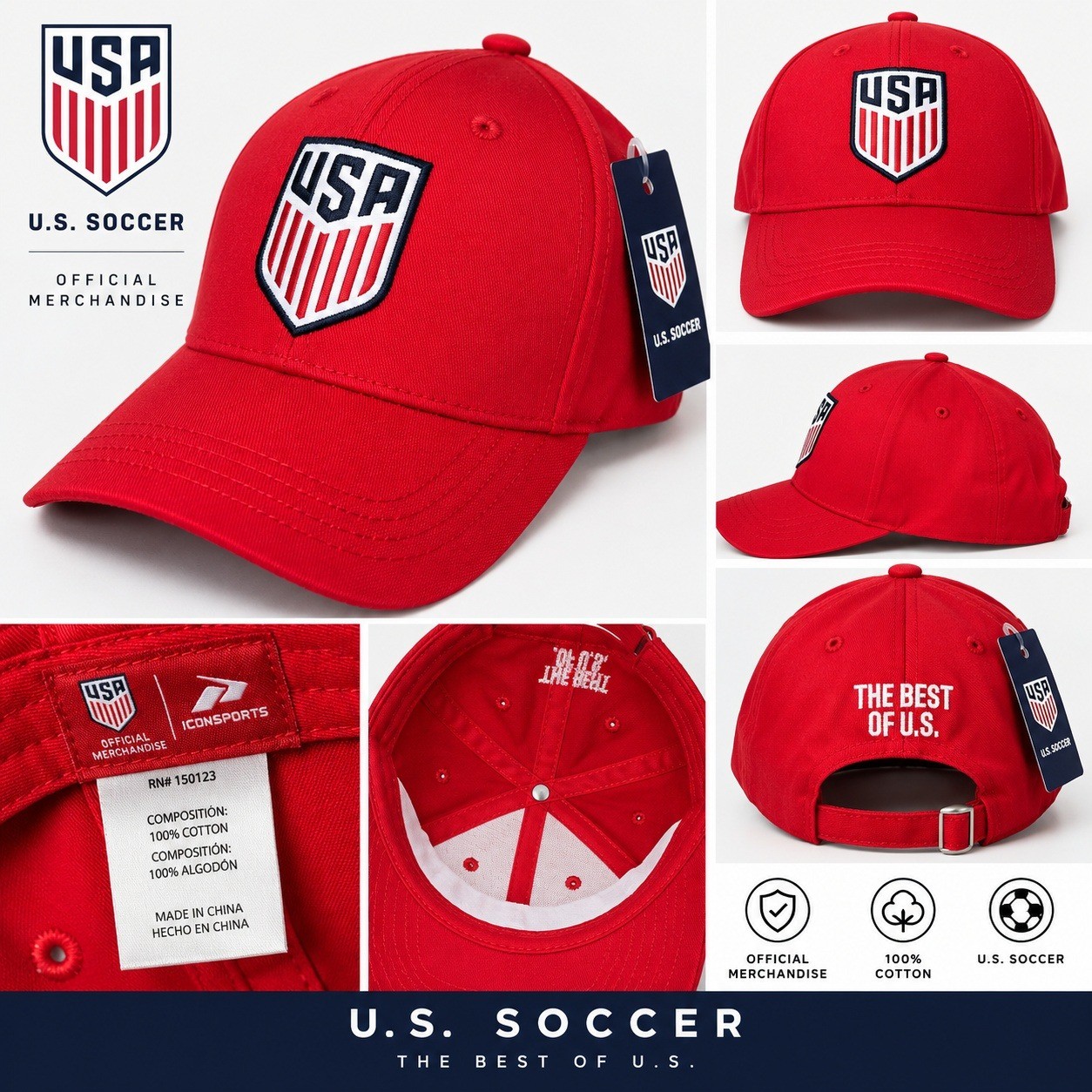US Soccer USA National Team Red Baseball Cap Hat Icon Sports Adjustable NWT