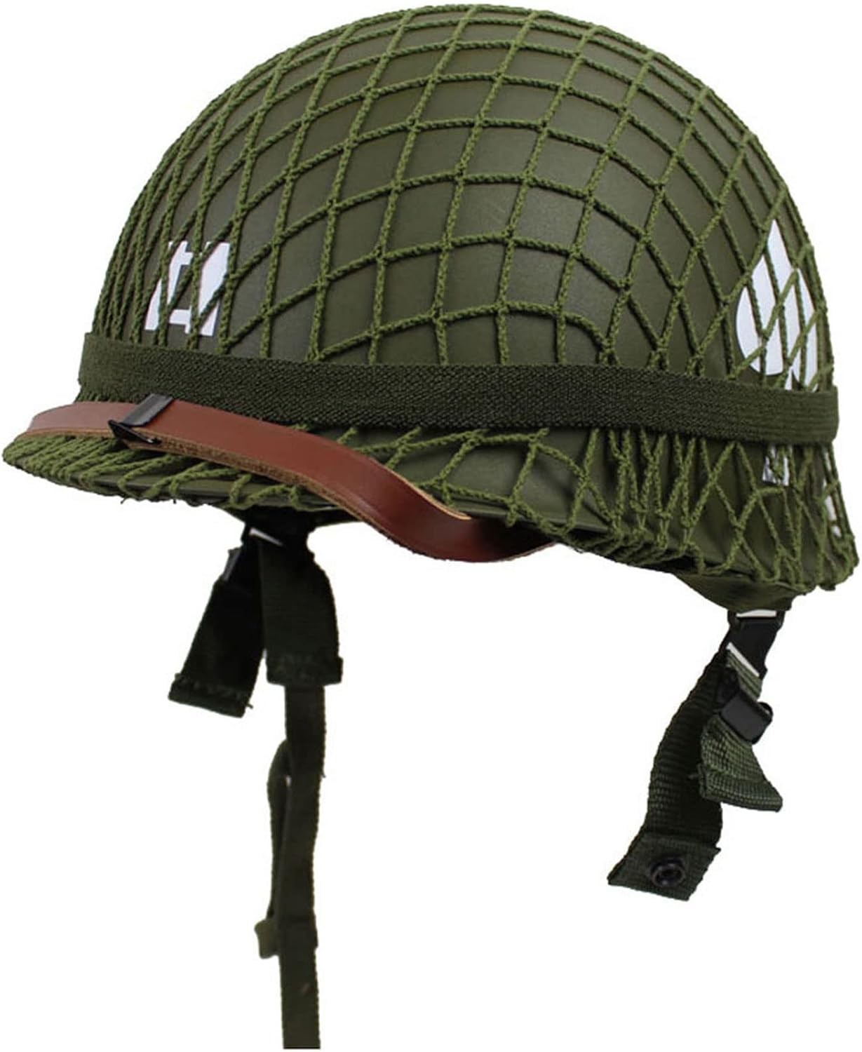 WWII US WW2 Army M1 Steel Pot Helmet Replica - Military Gear Uniform with Net Co