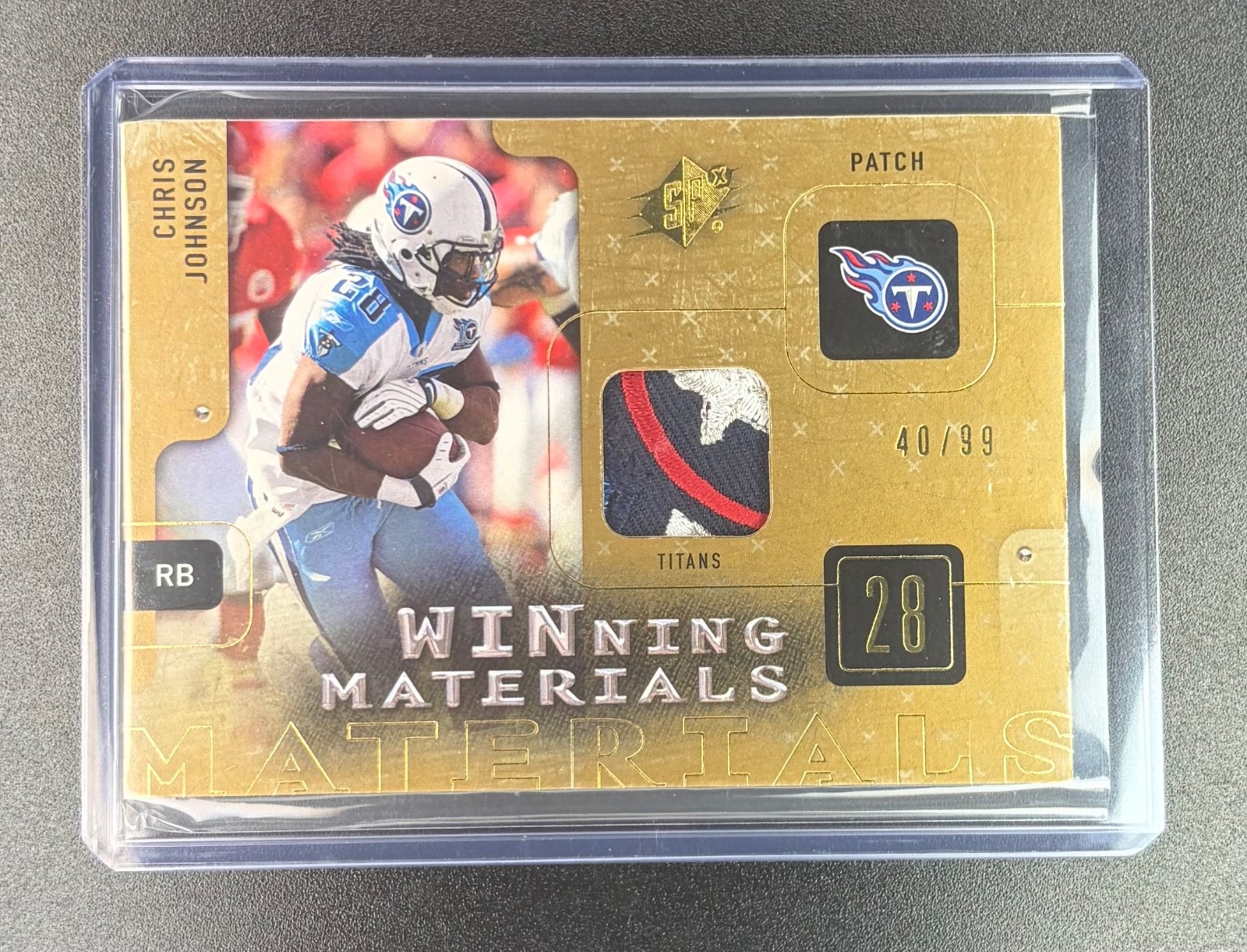 2009 SPX Winning Materials Chris Johnson Titans Logo Patch /99 W-JO RARE