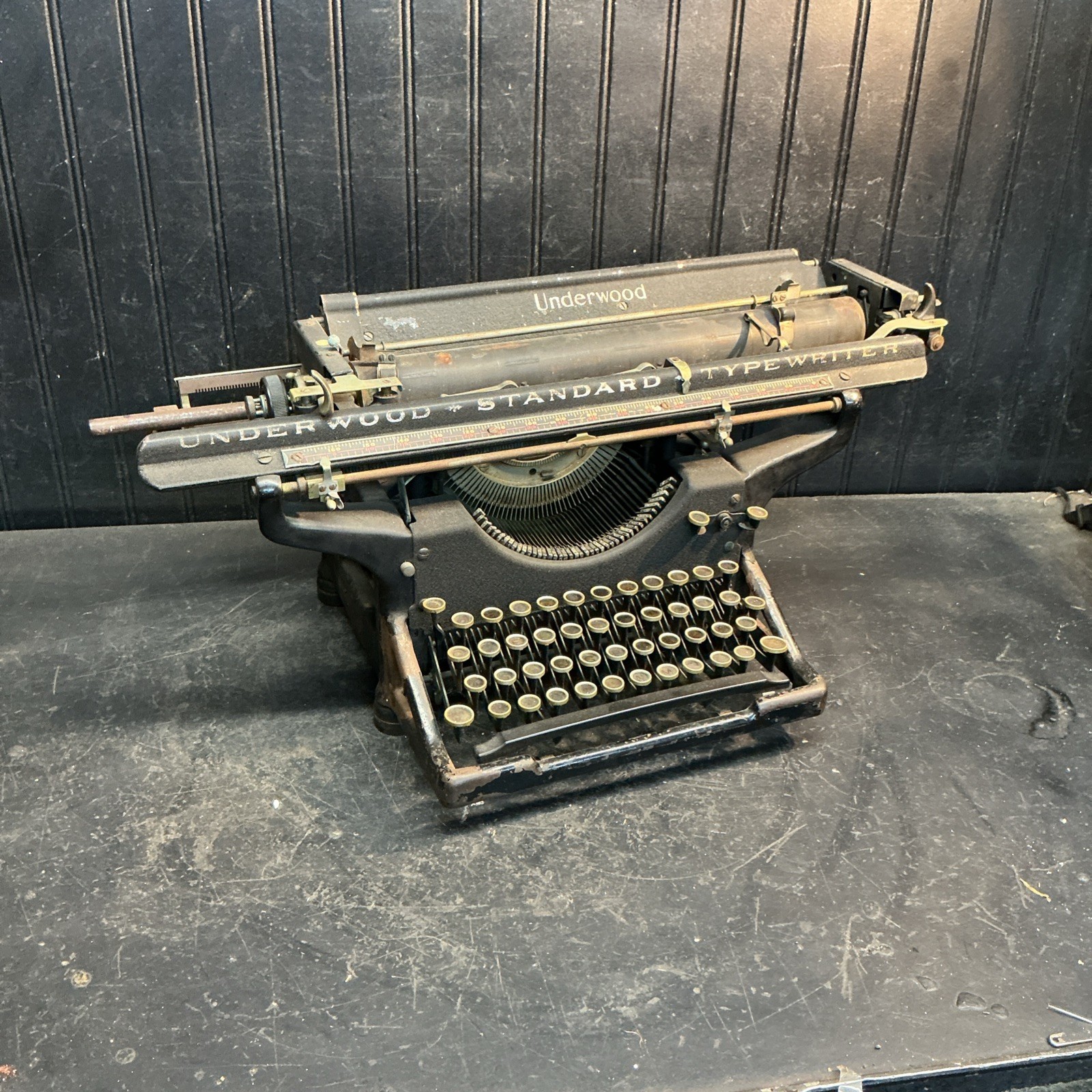 ANTIQUE UNDERWOOD NO 5 BLACK STANDARD TYPEWRITER 1919 Works