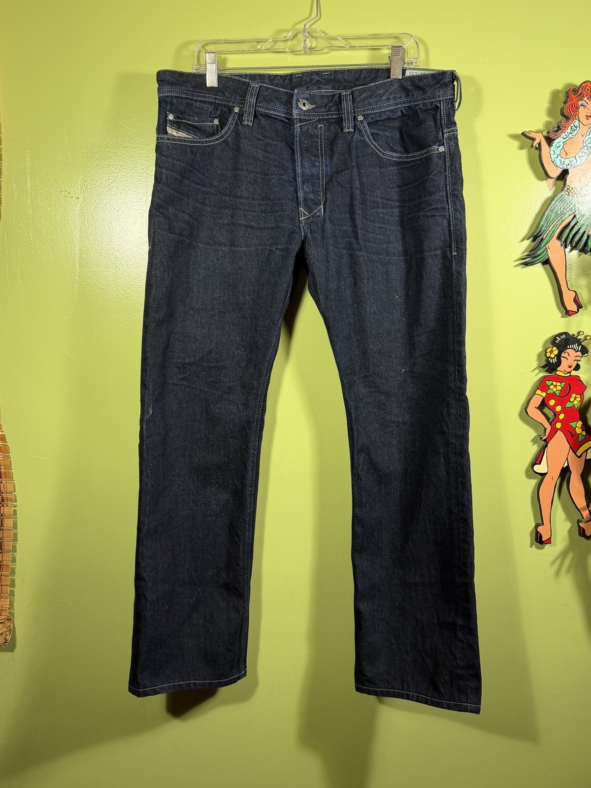 Diesel Safado Jeans Mens 34x32 Blue Regular Slim Straight Button Fly USA ORZ29