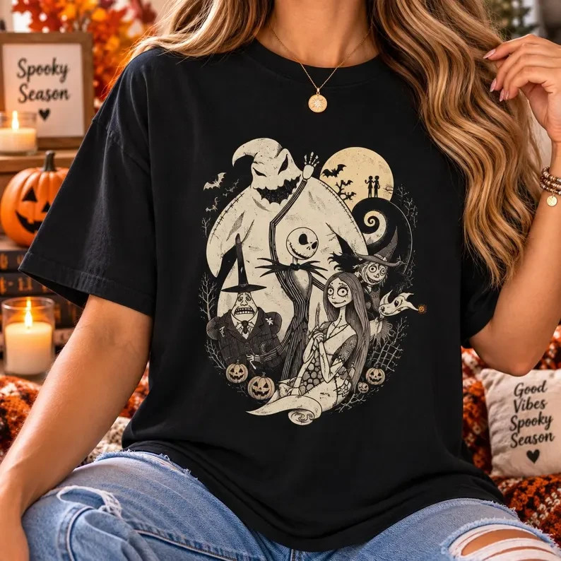 Nightmare Before Christmas Shirt, Jack Skellington Sally Tee, Vintage Halloween