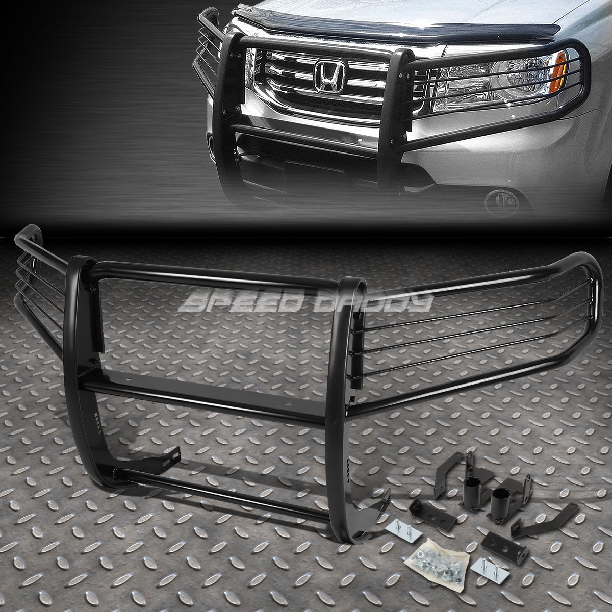 FOR 09-15 HONDA PILOT MR-V SUV BLACK COATED MILD STEEL FRONT BUMPER GRILLE GUARD