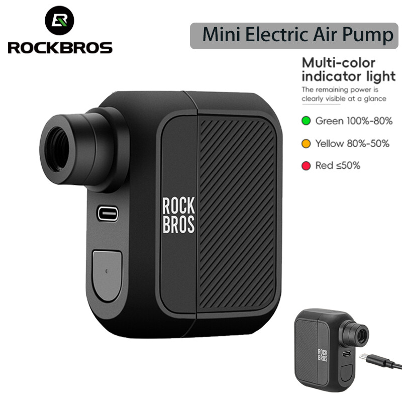 ROCKBROS Bike Mini Electric Pump Portable 100 Psi Pump Balls Tire Inflator AV/FV