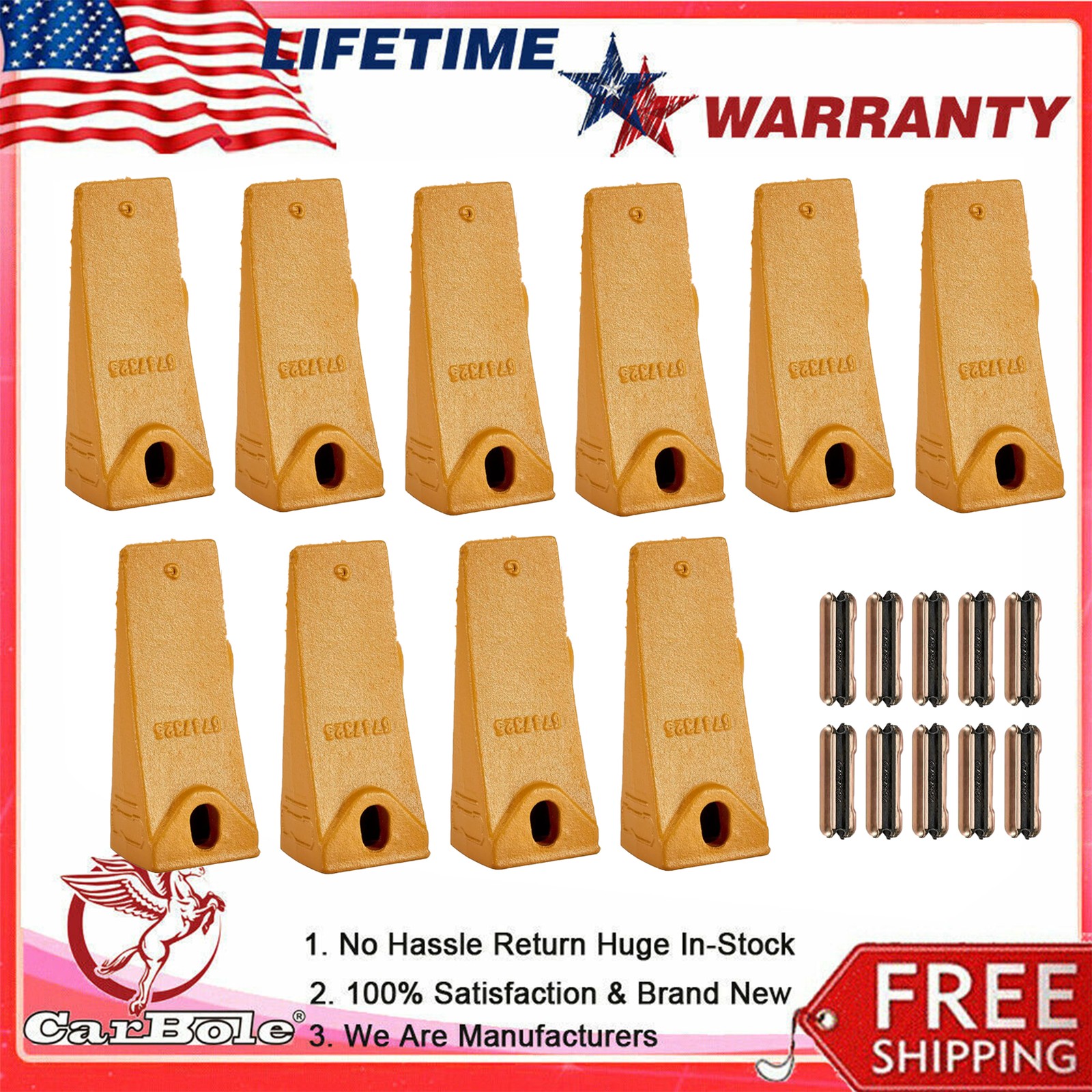 5PCS 6737325 Bucket Teeth & 6737326 Bobcat Style Flex Pins for Bobcat Skid Steer 5PCS 6737325 Bucket Teeth & 6737326 Bobcat Style Flex Pins for Bobcat Skid Steer